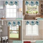 Sea Octopus Ocean Starfish Tie Up Valance Curtains,Nautical Anchor Vintage Wood Grain Kitchen Light Filtering Window Treatments with 3-inch Rod Pocket for Living Room,Bedroom,54x18In