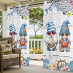 Ocean Gnome Outdoor Curtains for Patio Summer Marine Plumeria Shell Wooden Waterproof Outside Curtains with Grommet Top Weatherproof Curtain for Cabana Pergola Gazebo, 2 Pack, 54" W x 95" L