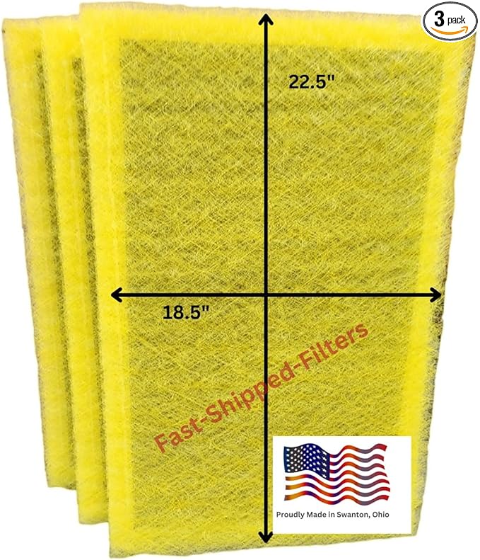 Fast-Shipped-Filters 3 Pack 20x25 Replacement Filter Pads Compatible with MicroPower Guard One Hour Air Cleaner 20x25 Refill Yellow