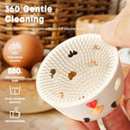 2PCS Egg Brush,Egg Cleaner, Egg Washer for Fresh Eggs,Egg Scrubber Farm Fresh Egg Cleaning Brush, Silicone Practical Vegetable and Fruit Scrubber Tool (White and Pink)