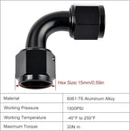 EVIL ENERGY 4AN Female to 4AN Female 90 degree Swivel Coupler Fitting Union Adapter Aluminum Black 2PCS