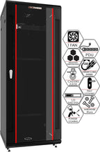 Sysracks 22U Wall Mount Server Rack Cabinet, 19” Locking Network Rack, 24” Deep, Glass Door, with Fan, PDU and Shelf