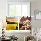 Farm Sheep Kitchen Curtains 24 Inch Length, Small Window Curtains Tab Top, Farmhouse Barn Funny Animals Butterfly Light Filtering Short Window Treatments Tier Drapes 27.5"x24" 2 Panel