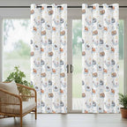 Cartoon Animals Outdoor Curtains for Patio Raccoons Rabbits Moon Waterproof Outside Curtains with Grommet Top Weatherproof Curtain for Cabana Pergola Gazebo, 1 Panel, 54" W x 108" L