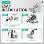 Cobbe HD HEAVY DUTY High Output Shower Filter 2 Pack – 99% REMOVAL Shower Head Filter for Hard Water, Heavy Metals, Chlorine and Harmful Substance, Improve your skin and hair - Brushed Nickel