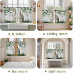 Easter Kitchen Curtains, Country Rabbit Botanical Leaves Wooden Grain Light Filtering Window Curtain Panels, 2Pcs Rod Pocket Window Treatments Set for Study Room Bathroom Bedroom 52x54 Inches