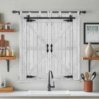 Farmhouse Wood Grain Bathroom Curtains 63 Inch Length, Window Curtains Tab Top, Vintage Country Barn Gate Grey Light Filtering Window Treatments Drapes 52"x63" 2 Panel