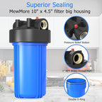 WHB10 Whole House Water Filter Housing, Fit 10"x4.5" Sediment etc Filters for Well and City Water, Big Filter Blue Pre-Filtration System for Home, 1" NPT Port, Pressure Release