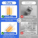20 PCS 1/4 Inch and 5/16 Inch Gas Inline Fuel Filters with Magnet for Kawasaki, Kohler, John Deere, Lawn Mower, Small Engine, Upgrade Universal Replacement Fuel Filter with 20 Clips
