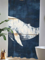 Sheer Curtains 108 Inches Long, Ocean Whale Blue Semi Sheer Curtains Light Filtering Window Treatment, Coastal Vintage Wooden Grain Privacy Voile Drapes for Living Room Bedroom 52x108 Inch