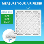 LotFancy 16x16x1 Air Filter MERV 8 4-Pack, Electrostatic Pleated Furnace & AC Filter, Captures Dust, Pet Hair, Pollen, Actual Size: 15.75"x15.75"x0.75"