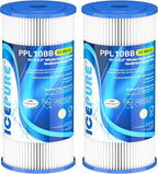 ICEPURE 50 Micron 10" x 4.5" Whole House Extra Coarse Pleated Sediment Filter for Well Water, Replacement Cartridge for GE FXHSC, Culligan R50-BBSA, DuPont WFHDC3001, W50PEHD, R50-BB, 2Pack