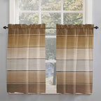 Vintage Brown Gradient Wood Grain Window Valance Curtains, Farmhouse Wood Barn Light Filtering Kitchen Valance with 3-inch Rod Pocket for Living Room Bathroom Bedroom,2 Panel,52x45In