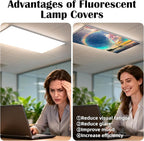 4 Pcs Fluorescent Light Covers - Classroom, Office 4 x 2 Feet Flame Retardant Magnetic Covers for Ceiling Lights Filters (Auspiciousness Clouds)