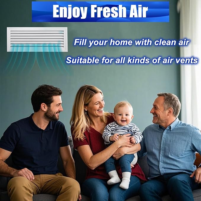 Air Vent Filters Roll, 12" x 120" Cut to Size Air Filters with 66PCS Hook&Loop Fasteners (50+ Filters), MERV 8 Triple Filtration Vent Filter Material for Home Floor, Ceiling, HVAC, AC(12x120 inch)