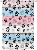 Sheer Curtains 72 Inches Long, Pink Blue Paw Print Semi Sheer Curtains Light Filtering Window Treatment, Vintage Farmhouse Wooden Grain Privacy Voile Drapes for Living Room Bedroom 52x72 Inch