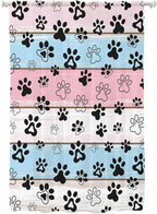 Sheer Curtains 72 Inches Long, Pink Blue Paw Print Semi Sheer Curtains Light Filtering Window Treatment, Vintage Farmhouse Wooden Grain Privacy Voile Drapes for Living Room Bedroom 52x72 Inch