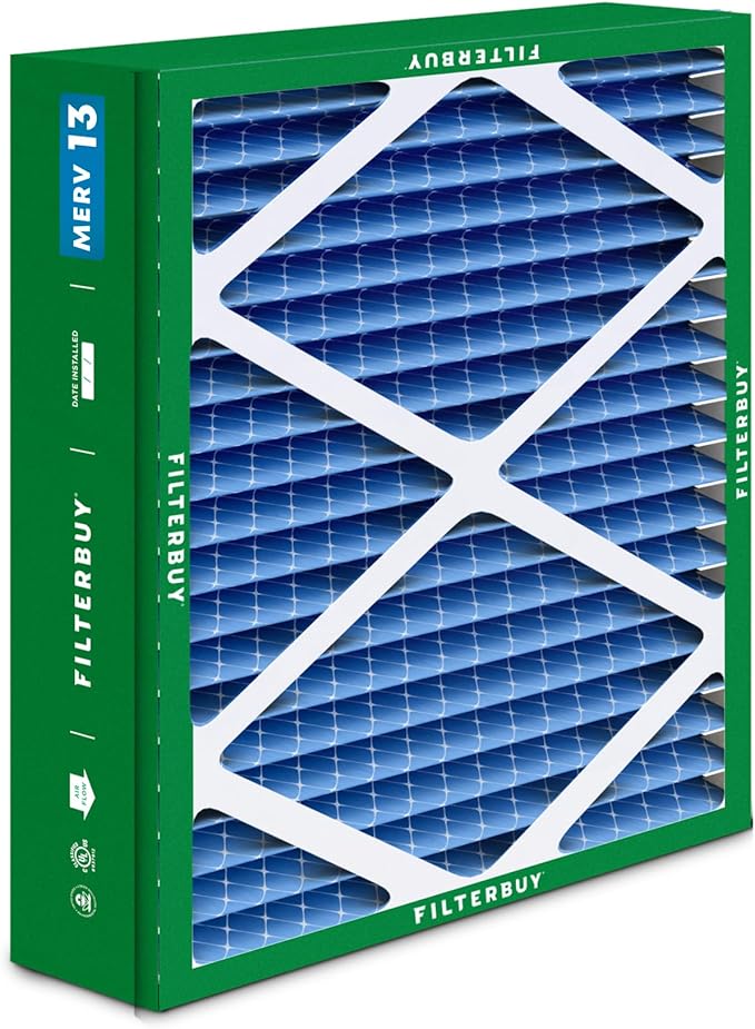 Filterbuy 21x21.5x5 Air Filter MERV 13 Optimal Smoke & Allergy Defense (3-Pack), Pleated HVAC AC Furnace Filters for Trane Perfect Fit & American Standard (Actual Size: 20.00 x 21.09 x 4.97)