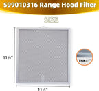 99010316 Range Hood Grease Filter - 11 1/4" x 11 3/4" Kitchen Mesh Hood Vent Filter, Replaceable Range Hood Filter for WA65AF, NTK7450000, 990721400, 990721400A (2 Pack)