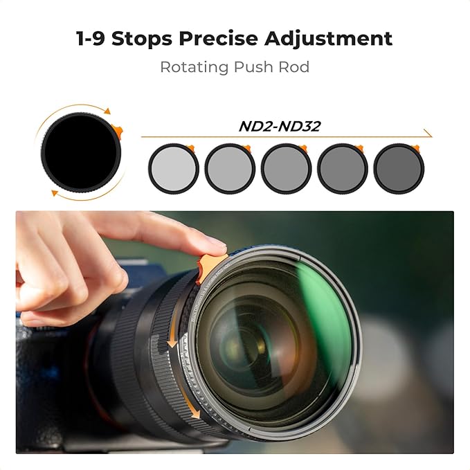 K&F CONCEPT 49mm Black Diffusion Mist 1/4 Effect & Variable ND2-400 (1-9 Stops) Neutral Density Filter 2 in 1, Putter Adjust Multi-Function Filter for Camera Lens with 28 Multi-Coated (Nano-X Series)