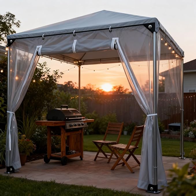 Curtain Patio Enclosure with Zippe, Heavy Duty PVC Transparent Tarpaulin Side Panels, Outdoor Clear Tarp Curtains for Porch, Pergola, Gazebo, Balcony, Patio(7x3m)