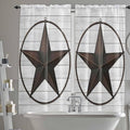 Vintage Farm Western Star Window Valance Curtains, White Wood Grain Light Filtering Kitchen Valance with 3-inch Rod Pocket for Living Room Bathroom Bedroom,2 Panel,52x72In