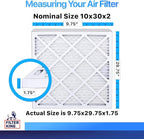 Filter King 10x30x2 Air Filter | 6-PACK | MERV 8 HVAC Pleated A/C Furnace Filters | MADE IN USA | Actual Size: 9.75 x 29.75 x 1.75"