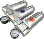 1" NPT SUPER DUTY Industrial Grade 3 Stages Filter Coalescing Desiccant Dryer System For Compressed Air Lines, Metal Bowls, Great For Paint Spray And Plasma Cutter (MANUAL DRAIN)