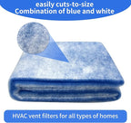 Air Vent Filters, 12"x90" Cut to Fit Air Filter Material,MERV 8 Reusable 3-Layer Air Vent Filter for Home Floor, Grilles, Ceiling, HVAC Furnace Vents, With Adhesive Tape