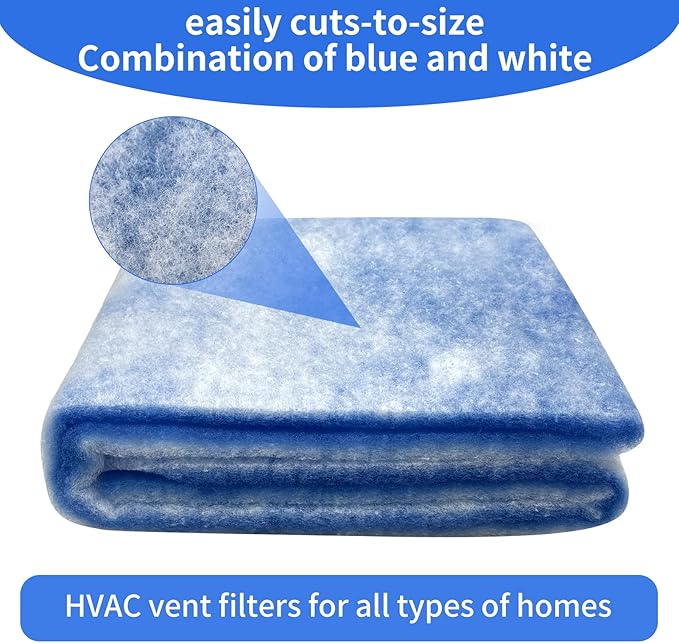 Custom Size Air Vent Filters,20''x140''x1'' Cut to Fit Air Filter Material with MERV 8 Rating & Adhesive Tape, for Home Floor, Grilles, Ceiling, HVAC Furnace Vents