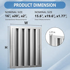 Stainless Steel Commercial Kitchen Hood Filter 19.5 W x 15.5 H Inch Range Hood Baffle for Grease Rated Commercial Kitchen Exhaust Hood 4 Grooves Hood Filter (5 Pack)