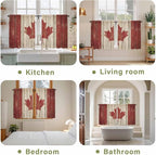 Canada Kitchen Curtains, Red Maple Leaf Flag Vintage Farmhouse Wooden Grain Light Filtering Window Curtain Panels, 2Pcs Rod Pocket Window Treatments Set for RV Dining Room Study Room 42x45 Inches