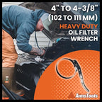 Oil Filter Wrench Tool with Positive Grip Handle for Cars & Motorcycles Multi-Purpose Removal Tool from 4 inch to 4-3/8 inch(102mm to 111mm), Auto Repair Tool