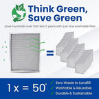 McPherson Reusable Air Filter 25x20x1 | Washable MERV 8 | Made in USA Metal Frame | HVAC AC Furnace | Permanent | Pet Dust Filtration