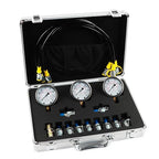 SINOCMP Hydraulic Pressure Gauge Test Kit Tractor Hydraulic Tester Set with 3 Gauges(25/40/60Mpa) 3 Hoses(64.5in) 11 Quick Connectors for Excavator Construction Machinery(Silver)