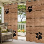 Wood Grain Outdoor Curtains for Patio Claws Animals Wooden Vintage Waterproof Outside Curtains with Grommet Top Weatherproof Curtain for Cabana Pergola Gazebo, 1 Panel, 54" W x 95" L