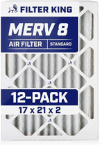 Filter King 17x21x2 Air Filter | 12-PACK | MERV 8 HVAC Pleated A/C Furnace Filters | MADE IN USA | Actual Size: 17 x 21 x 1.75"