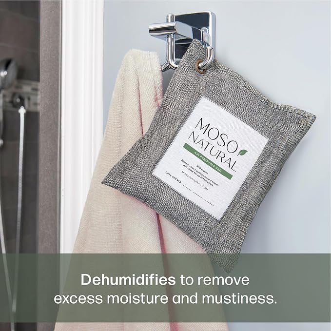 Moso Natural Air Purifying Bag 200g (2 Pack) HGTV Editor's Pick | Premium Bamboo Charcoal Odor Absorber for Home & Car | Closet Odor Eliminator & Car Air Freshener | Long Lasting Charcoal Bags