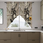 Funny Farm Animals Swag Valances for Windows, Vintage Barn Brown Sunflowers Rod Pocket Kitchen Curtains Valance, Kitchen Window Curtains Swag for Cafe Bathroom Living Room, 2 Panels, 36x45 inch