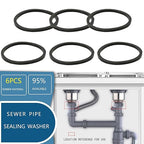 6PCS Kitchen Sink Filter Sealing Ring, Narrow Edge Rubber Gasket for Drain Pipe, Waste Pipe Gasket, 2-inch Drain Pipe Sink Odor Collector Siphon, 52mm Flat Sliding Joint Rubber Ring