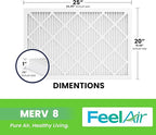 20x25x1 Air Filter, MERV 8, 6 Pack – Premium Pleated HVAC & Furnace Filter, Electrostatic AC Filter Replacement (Actual Size: 19.50" x 24.50" x 0.75")