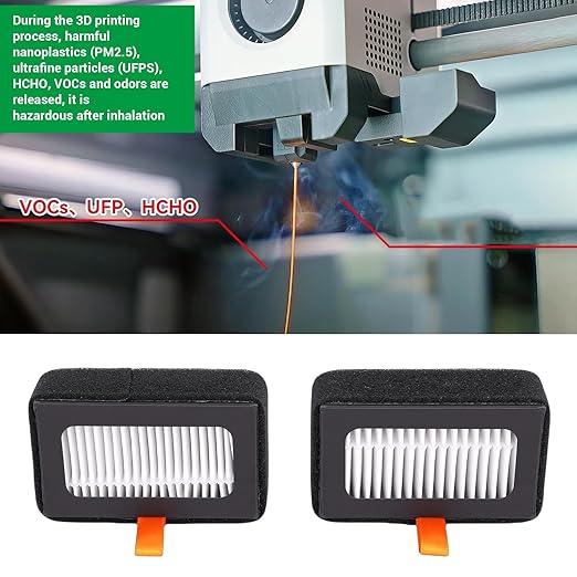 Fabater 3D Printer Air Filter Cartridge, 2PCS Activated Carbon Air Purifier Filters, Particle Absorption Filter Cartridges for P1 Series 3D Printer Filament, Easy to Install