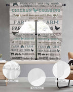 Farmhouse Swag Kitchen Curtains Valance and Tier Set, Green Black Barn Cow Pig Chicken Brown Wood Grain Light-Filtering Swag Valance 36 Inch Length, Rod Pocket Short Curtain for Bedroom Cafe