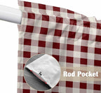 Swag Curtain Valances for Kitchen Windows,Farm Barn Western Star on Vintage Short Rod Pocket Window Valance,Red Buffalo Plaid Swag Topper for Bedroom Living Room,2 Panels 36x36in