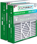 Filterbuy 20x25x5 Air Filter MERV 8 Essential Dust & Allergy Defense (2-Pack), Pleated HVAC AC Furnace Filters for Amana, Coleman, Goodman, Maytag, York, and More (Actual Size: 20.19 x 25.31 x 5.25)