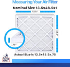 Filter King 13.5x48.5x1 Air Filter | 4-PACK | MERV 8 HVAC Pleated A/C Furnace Filters | MADE IN USA | Actual Size: 13.5 x 48.5 x .75"