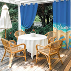 Summer Outdoor Curtains for Patio Beach Slippers Plumeria Waterproof Outside Curtains with Grommet Top Weatherproof Curtain for Cabana Pergola Gazebo, 2 Pack, 54" W x 84" L