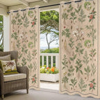 Vintage Outdoor Curtains for Patio Grass Herbal Botanical Garden Plants Waterproof Outside Curtains with Grommet Top Weatherproof Curtain for Cabana Pergola Gazebo, 2 Pack, 54" W x 84" L