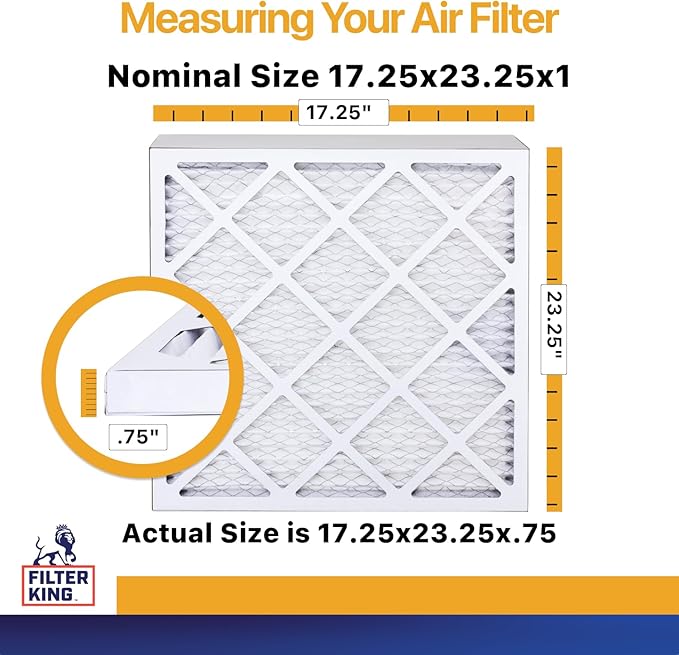 Filter King 17.25x23.25x1 Air Filter | 6-PACK | MERV 13 HVAC Pleated A/C Furnace Filters | MADE IN USA | Actual Size: 17.25 x 23.25 x .75"