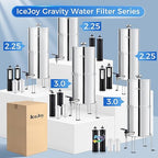IceJoy Ultra-Filtration Gravity Water Filter System, Stainless Steel Countertop Purifier, NSF/ANSI 42 Certified, 2.25G Carbon Block